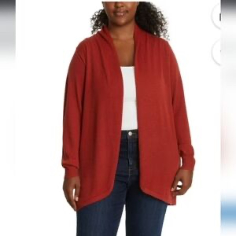 NWT NINE WEST PLUS 2X RUST OPEN FRONT CARDIGAN LIGHTWEIGHT